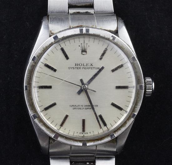 A gentlemans 1960s stainless steel Rolex Oyster Perpetual wrist watch,